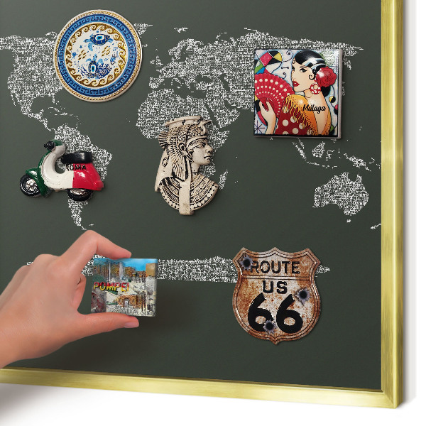 Magnetisch bord voor reismagneten met gouden lijst Tekstkaart