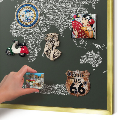 Magnetisch bord voor reismagneten met gouden lijst Tekstkaart