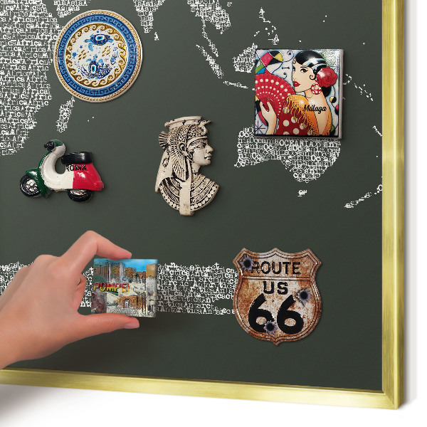 Magnetisch bord voor reismagneten met gouden lijst Tekstkaart