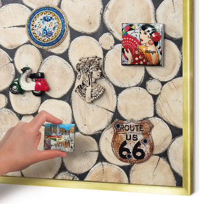 Magnetisch bord voor reismagneten met gouden lijst Houtstructuur