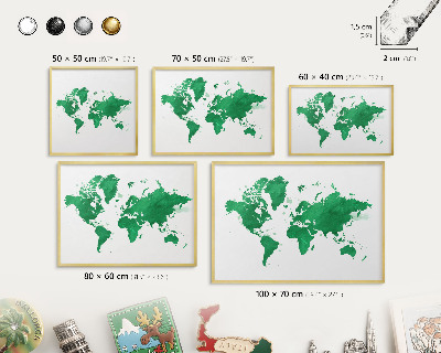 Magnetisch bord voor reismagneten met gouden lijst Groene kaart