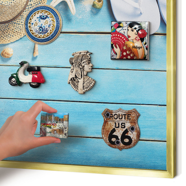 Magnetisch bord voor reismagneten met gouden lijst Vakantiesfeer