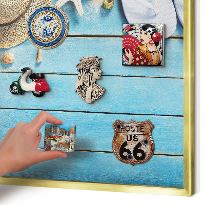 Magnetisch bord voor reismagneten met gouden lijst Vakantiesfeer