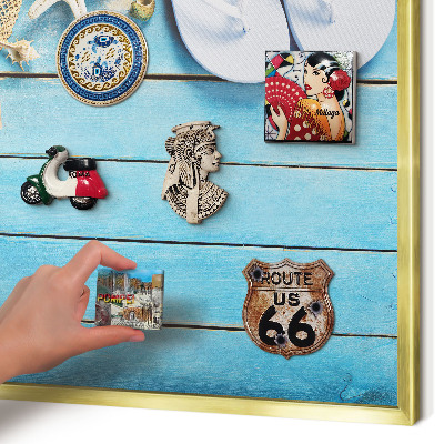 Magnetisch bord voor reismagneten met gouden lijst Vakantiesfeer