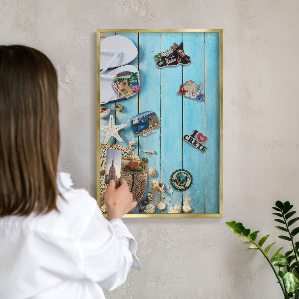 Magnetisch bord voor reismagneten met gouden lijst Vakantiesfeer