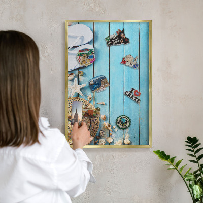 Magnetisch bord voor reismagneten met gouden lijst Vakantiesfeer