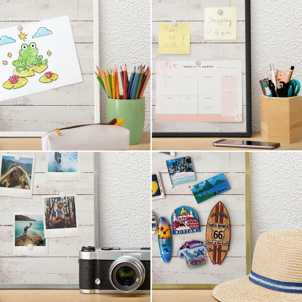 Metalen magneetbord met lijst in het goud Licht hout