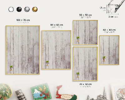 Metalen magneetbord met lijst in het goud Licht hout