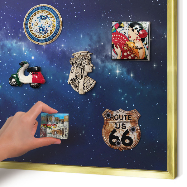 Magnetisch bord voor reismagneten met gouden lijst Sterrenruimte