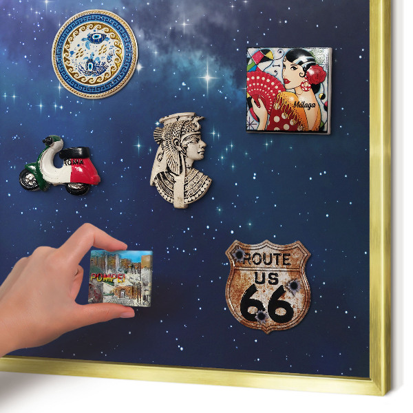 Magnetisch bord voor reismagneten met gouden lijst Sterrenruimte
