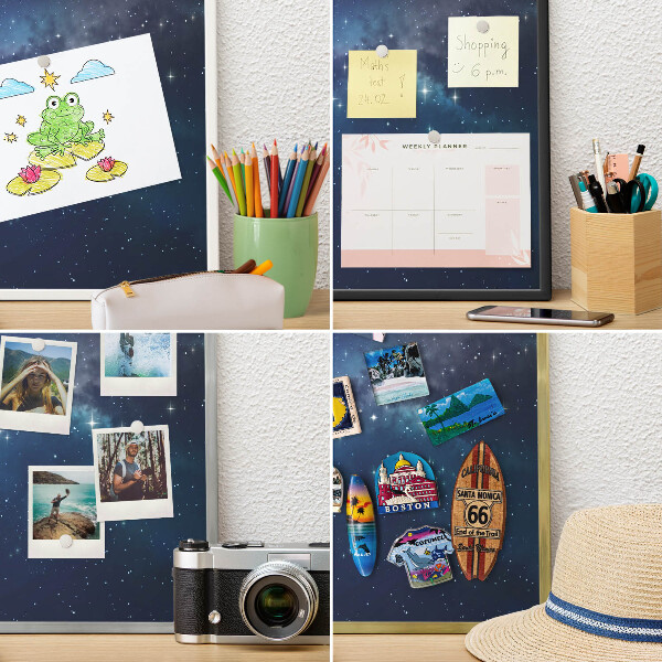 Magnetisch bord voor reismagneten met gouden lijst Sterrenruimte