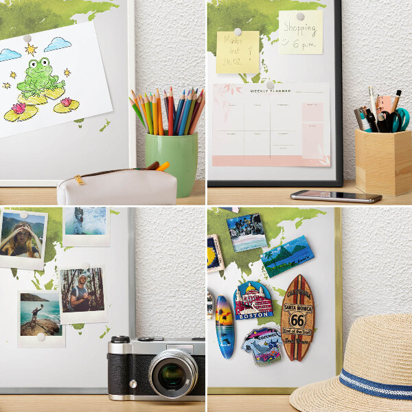 Metalen magneetbord met lijst in het goud Groene kaart