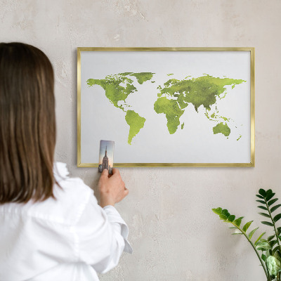 Metalen magneetbord met lijst in het goud Groene kaart