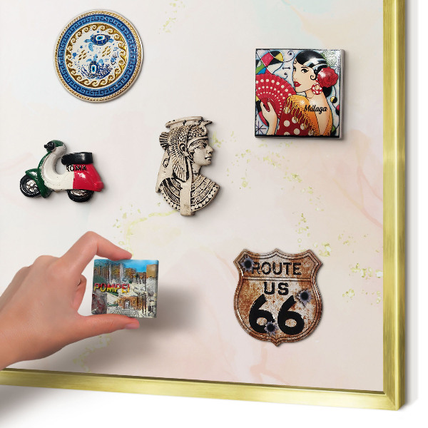Magnetisch bord voor reismagneten met gouden lijst Pastel elegantie