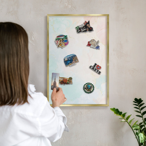 Magnetisch bord voor reismagneten met gouden lijst Pastel elegantie