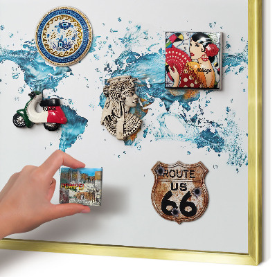 Metalen magneetbord met lijst in het goud Waterkaart