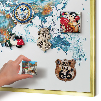 Metalen magneetbord met lijst in het goud Waterkaart