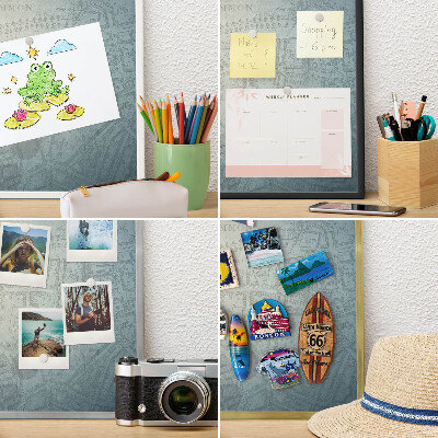 Metalen magneetbord met lijst in het goud Oude kaart