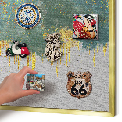 Magnetisch bord voor reismagneten met gouden lijst Turquoise abstractie
