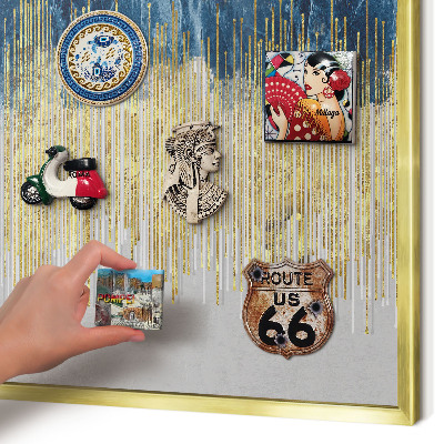 Metalen magneetbord met lijst in het goud Abstracte bos