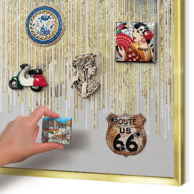Metalen magneetbord met lijst in het goud Abstracte bos