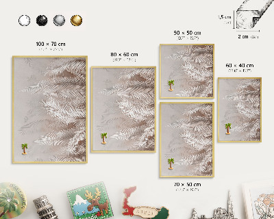 Metalen magneetbord met lijst in het goud Bladeren van de natuur