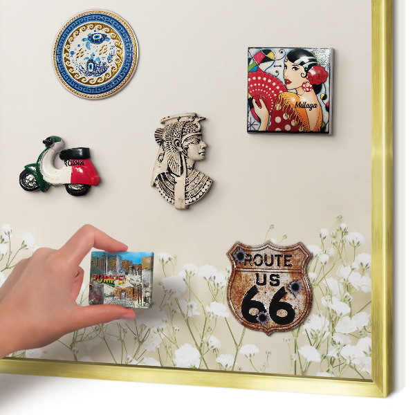 Metalen magneetbord met lijst in het goud Subtiele natuur