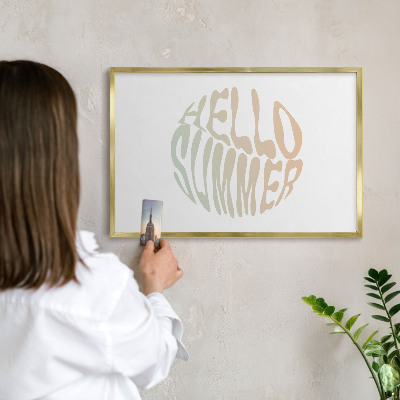 Magnetisch bord voor reismagneten met gouden lijst Hallo zomer