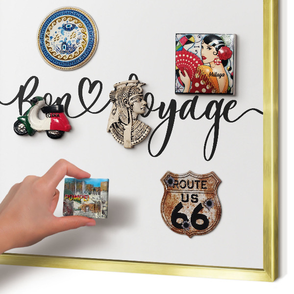Metalen magneetbord met lijst in het goud Goede reis