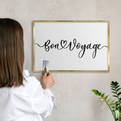 Metalen magneetbord met lijst in het goud Goede reis