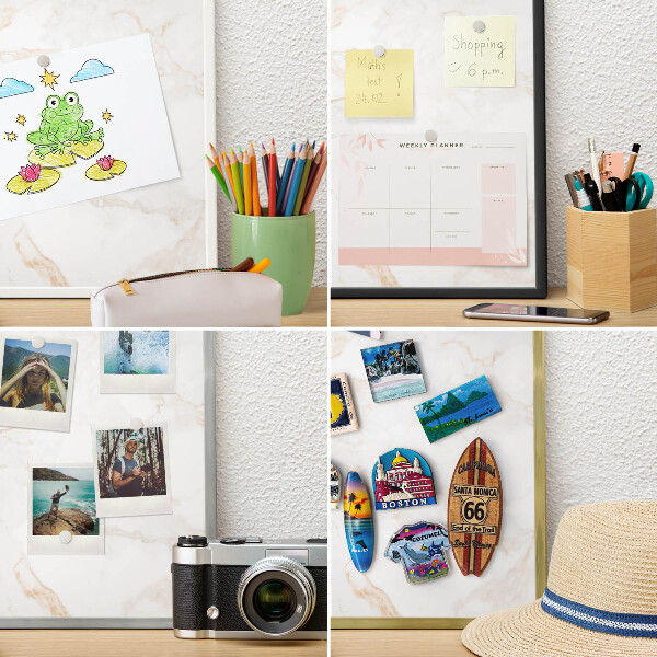 Magnetisch bord voor reismagneten met gouden lijst Marmeren elegantie