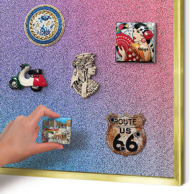 Metalen magneetbord met lijst in het goud Kleurrijk verloop
