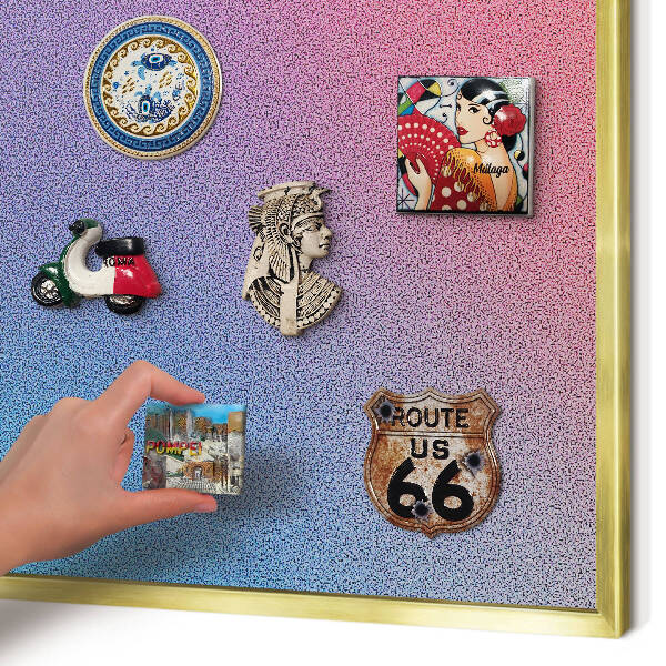 Metalen magneetbord met lijst in het goud Kleurrijk verloop