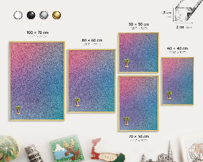 Metalen magneetbord met lijst in het goud Kleurrijk verloop