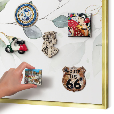 Metalen magneetbord met lijst in het goud Botanische elegantie