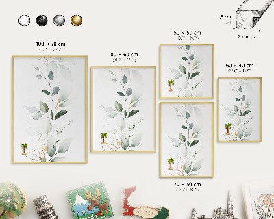 Metalen magneetbord met lijst in het goud Botanische elegantie