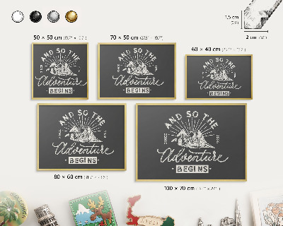 Metalen magneetbord met lijst in het goud Berginscriptie