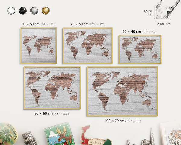 Metalen magneetbord met lijst in het goud Bakstenen plattegrond