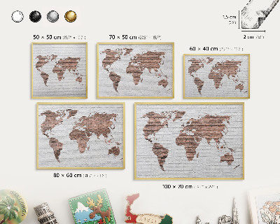 Metalen magneetbord met lijst in het goud Bakstenen plattegrond