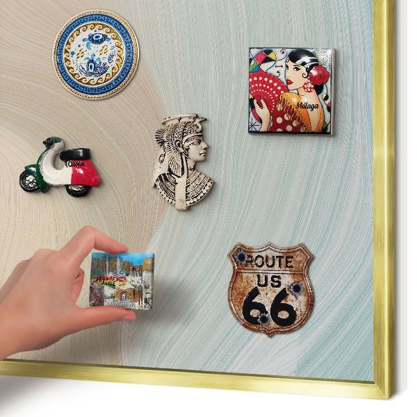 Magnetisch bord voor reismagneten met gouden lijst Pastelkleurige werveling
