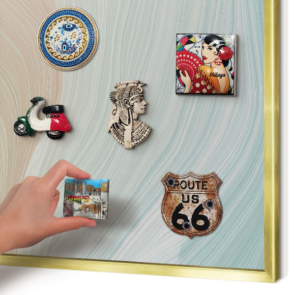 Magnetisch bord voor reismagneten met gouden lijst Pastelkleurige werveling