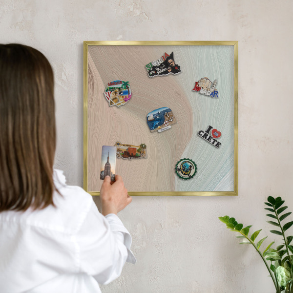 Magnetisch bord voor reismagneten met gouden lijst Pastelkleurige werveling
