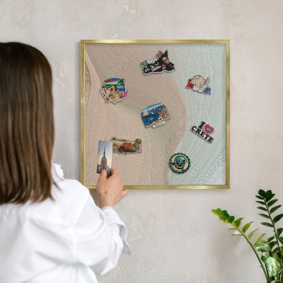Magnetisch bord voor reismagneten met gouden lijst Pastelkleurige werveling