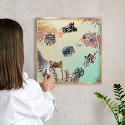 Magnetisch bord voor reismagneten met gouden lijst Tropisch paradijs