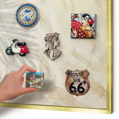 Metalen magneetbord met lijst in het goud Tropisch patroon