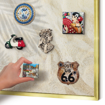 Metalen magneetbord met lijst in het goud Tropisch patroon
