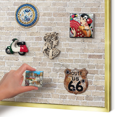 Magnetisch bord voor reismagneten met gouden lijst Baksteenpatroon