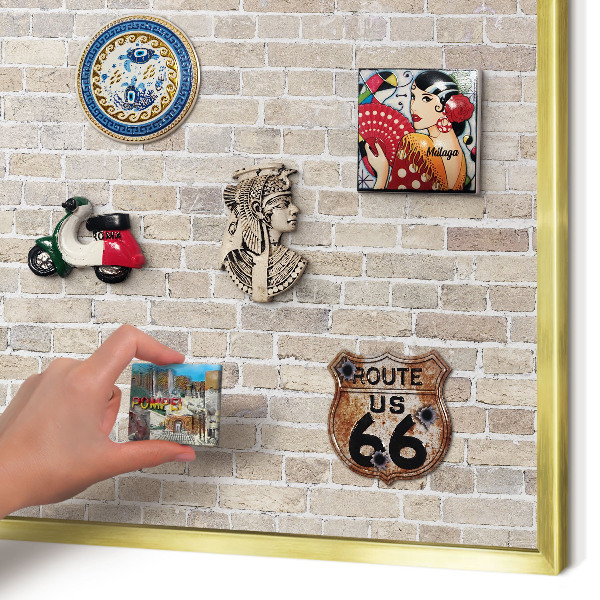 Magnetisch bord voor reismagneten met gouden lijst Baksteenpatroon