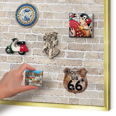 Magnetisch bord voor reismagneten met gouden lijst Baksteenpatroon