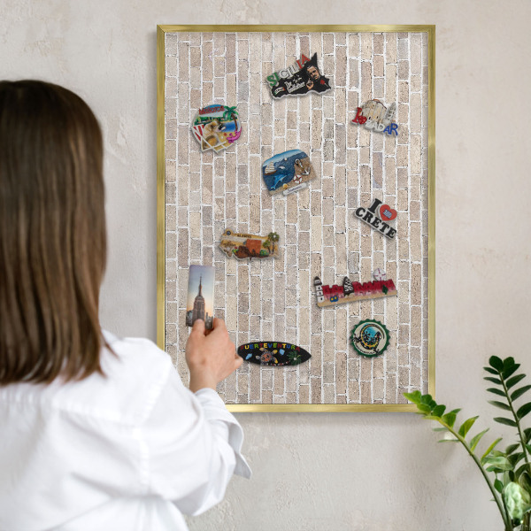 Magnetisch bord voor reismagneten met gouden lijst Baksteenpatroon